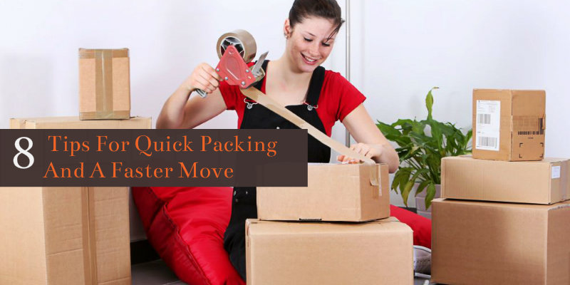 beautiful young woman packing a cardboard box