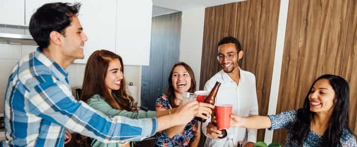 group of young friends celebrating a moment
