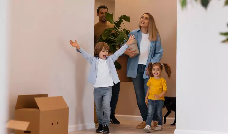 family just reached at their new house