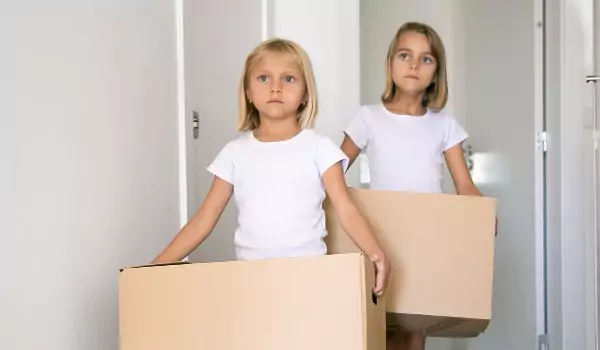 young kids during house moving process